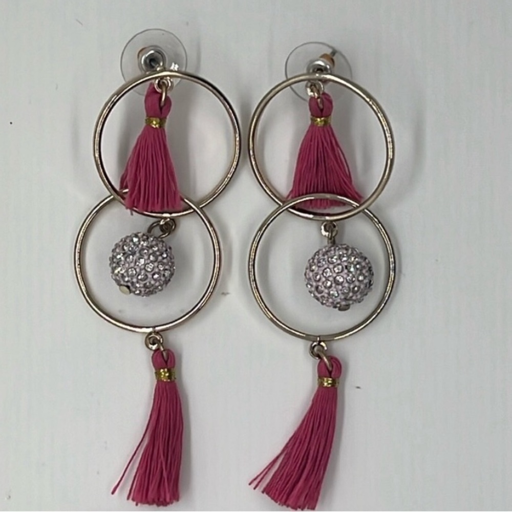 Betsey Johnson tassel orbital earrings